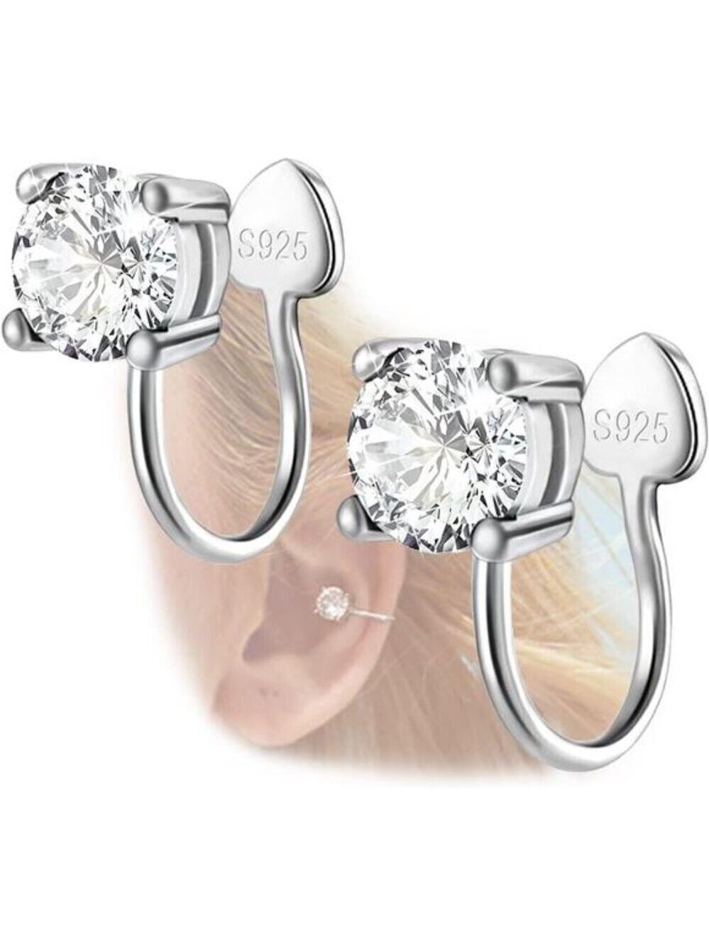 Sterling Silver CZ Ear Cuffs • Hypoallergenic • Non-Piercing